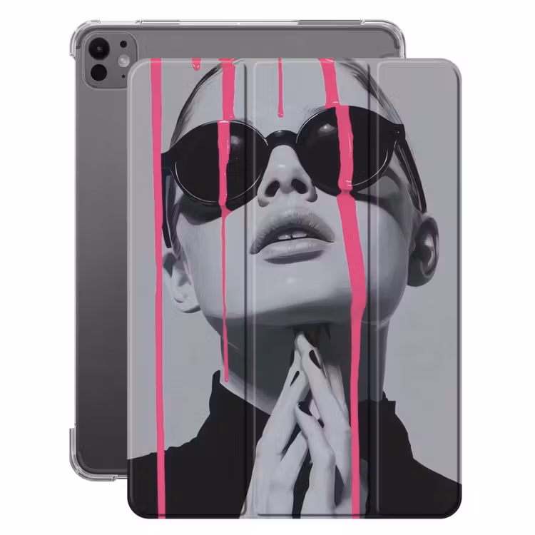 iPad-Hülle - Porträt - Frau - Sonnenbrille - Farbtropfen — 1
