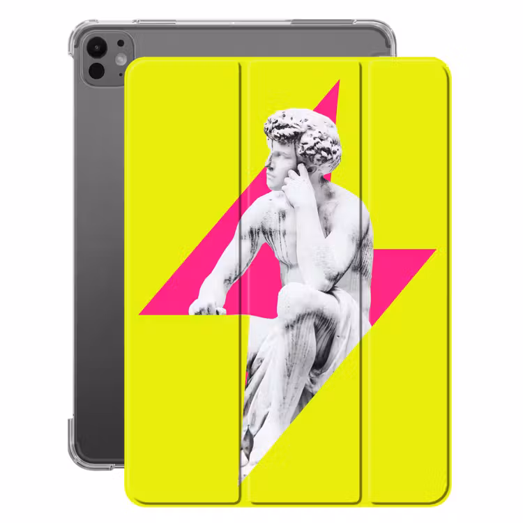 iPad-Hülle - Statue - Mann - Blitzschlag - Gelb — 1