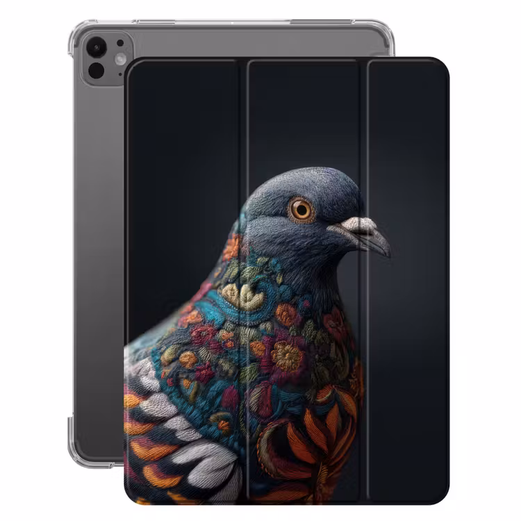 iPad-Hülle - Taube - Blumen - Schwarz — 1