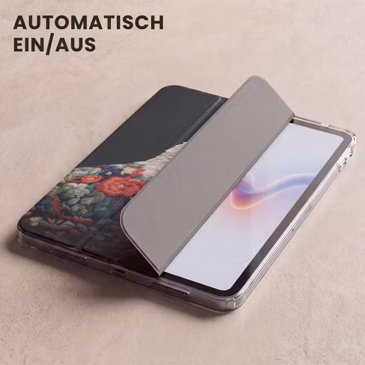 iPad-Hülle - Taube - Blumen - Weiß - Schwarz — 5