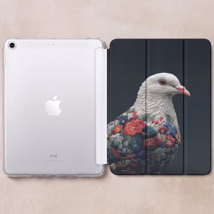 iPad-Hülle - Taube - Blumen - Weiß - Schwarz — 6