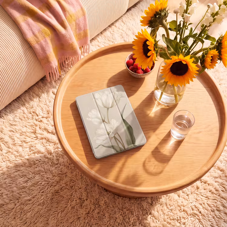 iPad-Hülle - Tulpen - Weiß - Blätter — 2