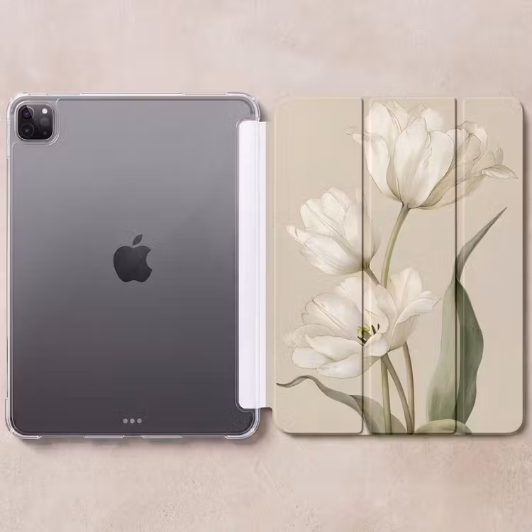 iPad-Hülle - Tulpen - Weiß - Blätter — 6