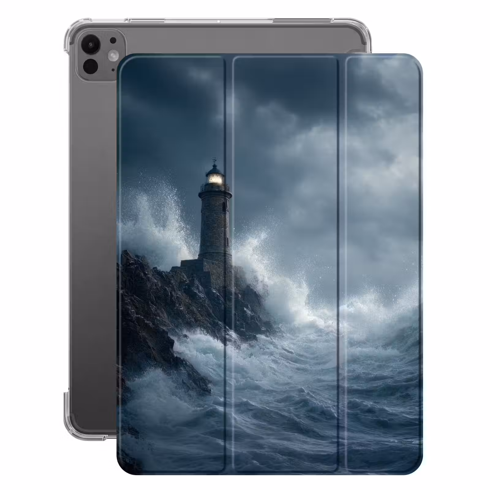 iPad-Hülle - Felsen - Leuchtturm - Wellen - Klippen — 1