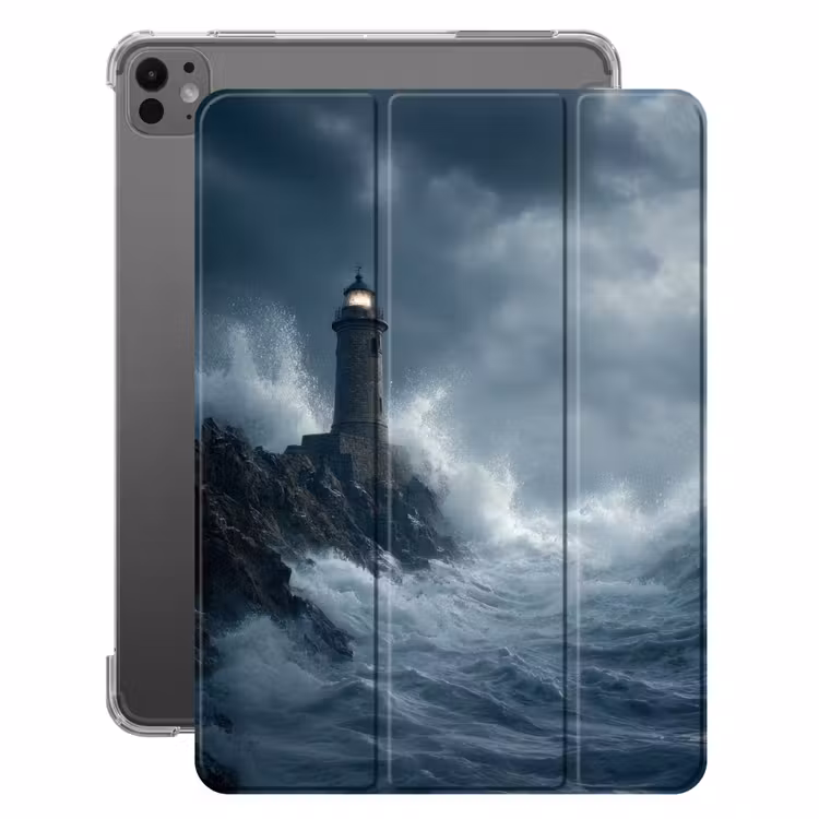 iPad-Hülle - Felsen - Leuchtturm - Wellen - Klippen — 1
