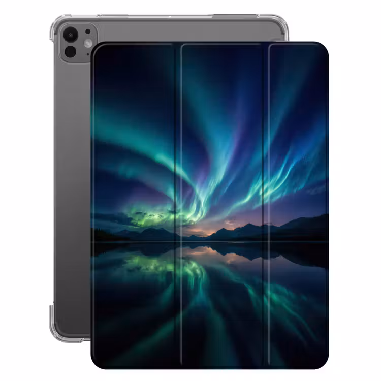 iPad-Hülle - Nordlichter - Farbenfroh - Bergsee — 1
