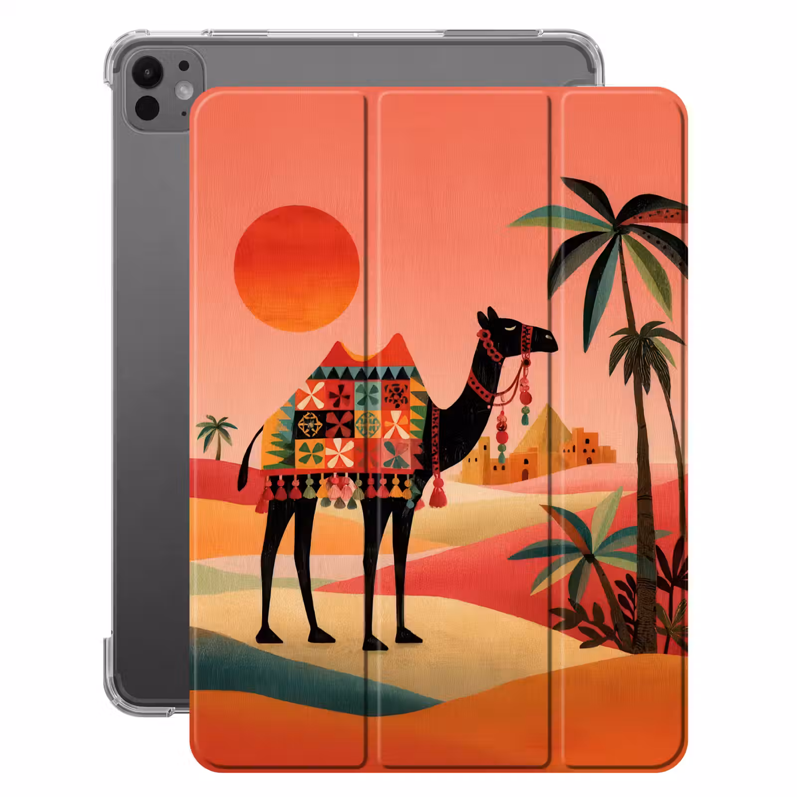 iPad-Hülle - Kamel - Farbiger Teppich - Dünen - Rote Sonne — 1