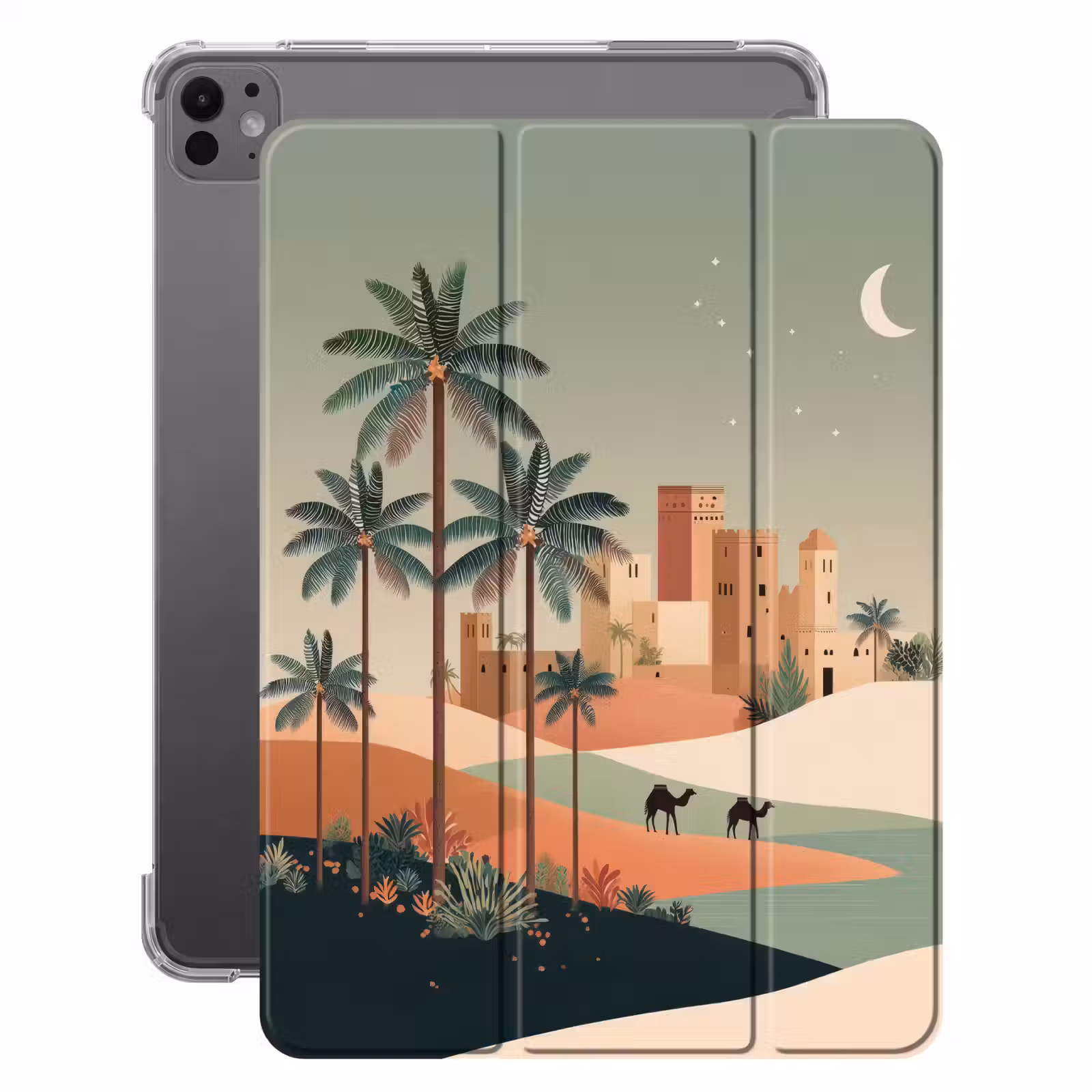 iPad-Hülle - Nachtlandschaft - Kamele - Sterne - Sanddünen — 1