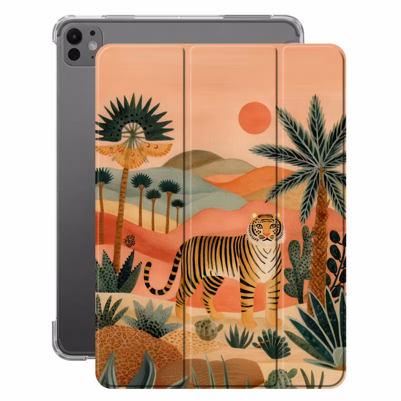 iPad-Hülle - Tiger - Palmen - Kaktus - Orange — 1
