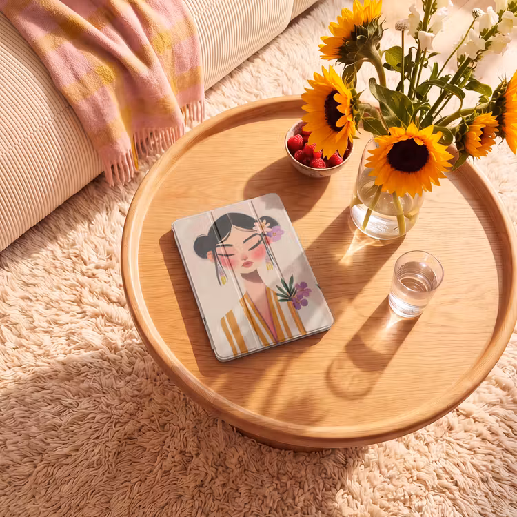 iPad-Hülle - Frau - Blumen - Pastell — 2