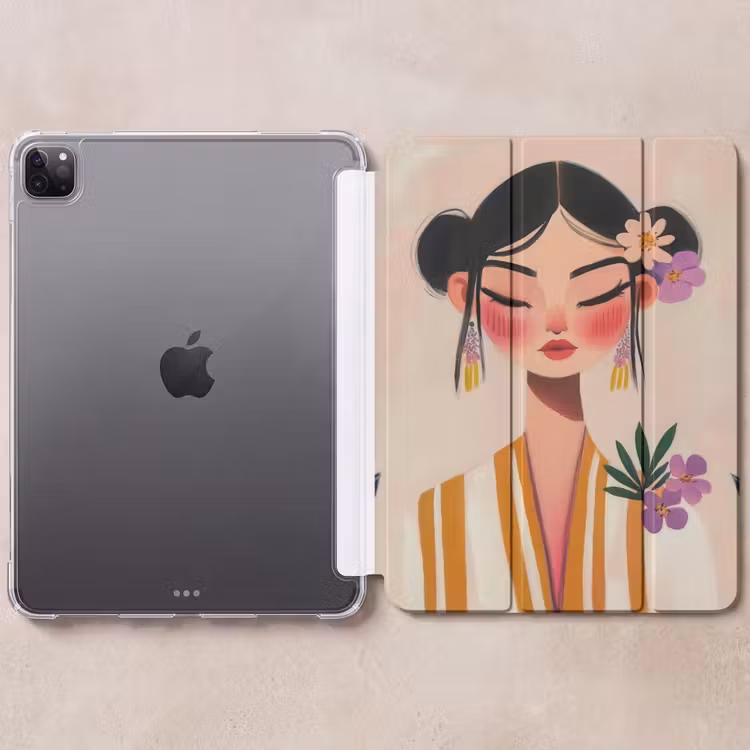 iPad-Hülle - Frau - Blumen - Pastell — 6