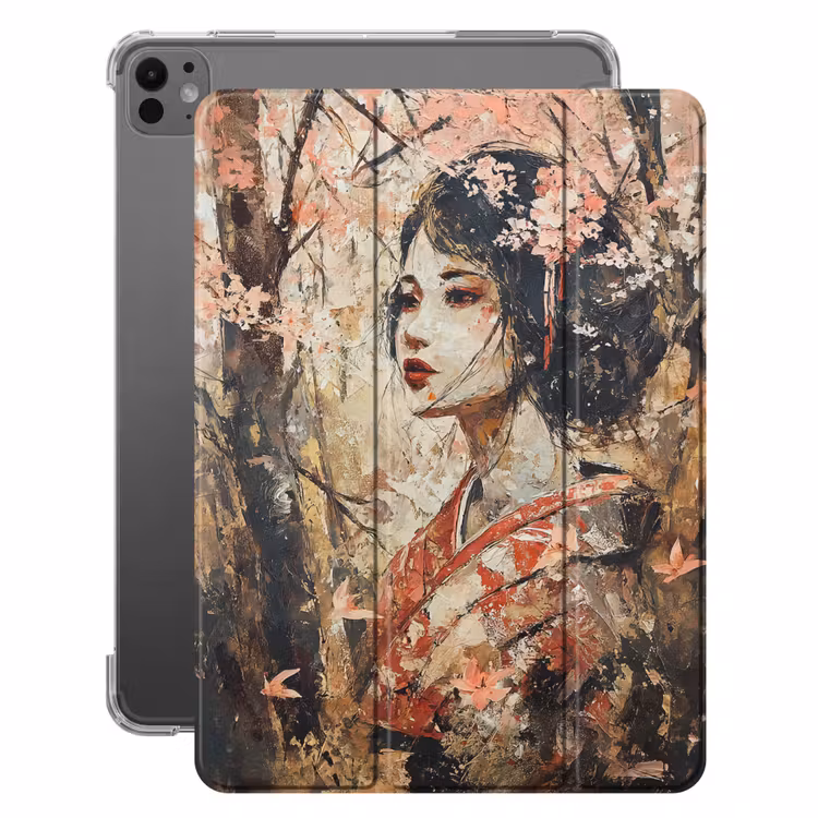 iPad-Hülle - Kimono - Frau - Kirschbäume — 1