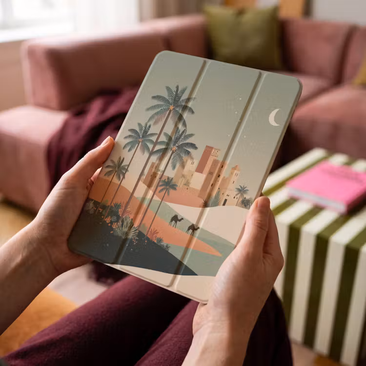 iPad-Hülle - Nachtlandschaft - Kamele - Sterne - Sanddünen — 4