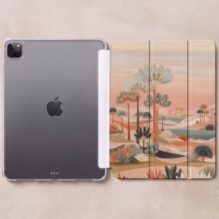 iPad-Hülle - Rosa Landschaft - Palmen - Wasser — 6