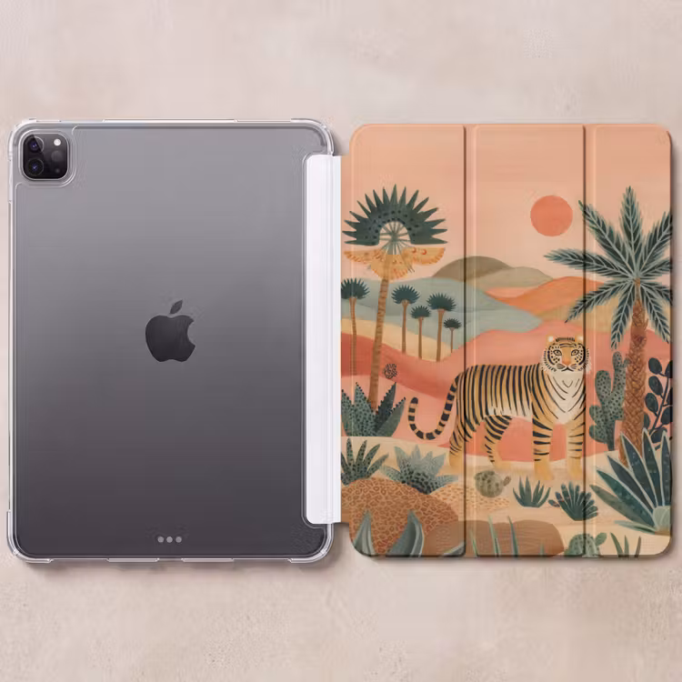 iPad-Hülle - Tiger - Palmen - Kaktus - Orange — 6