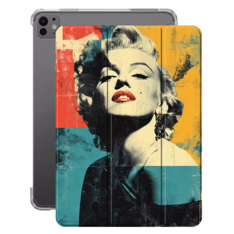 iPad-Hülle - Frau - Rote Lippen - Abstrakte Farbfelder - Pop-Art-Stil — 1