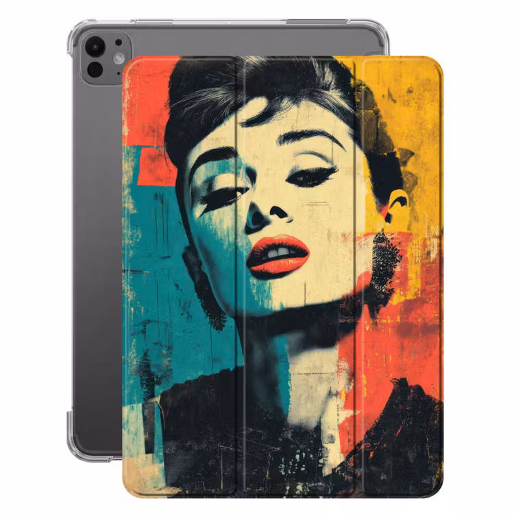 iPad-Hülle - Frau - Rote Lippen - Ausdrucksstark - Grafik — 1