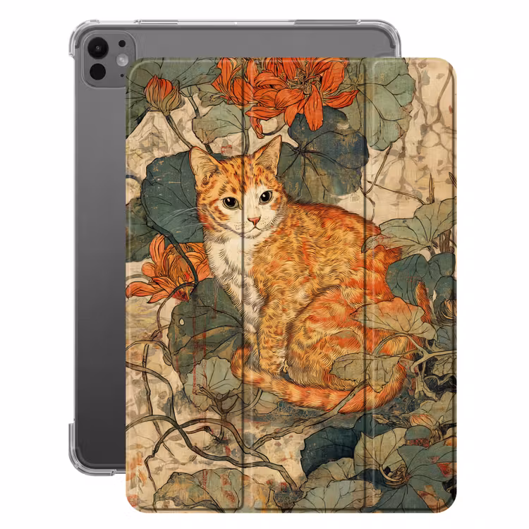 iPad-Hülle - Katze - Ornamental - Blumen — 1