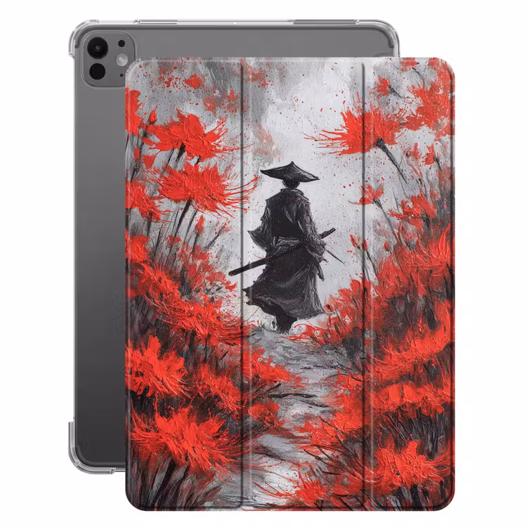 iPad-Hülle - Rote Blumen - neblig - Mann — 1