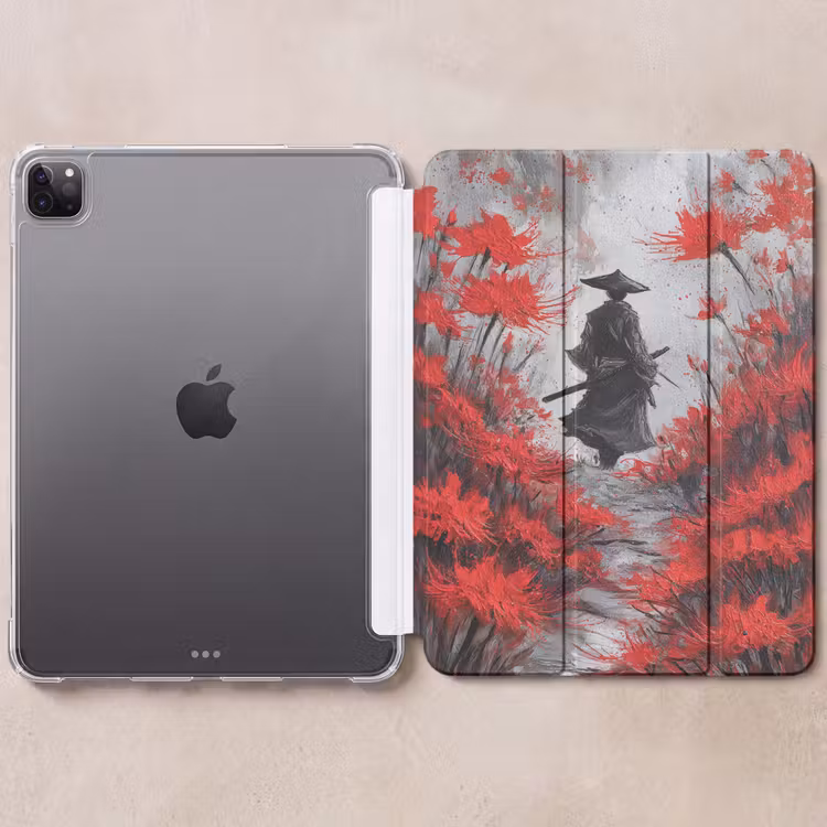 iPad-Hülle - Rote Blumen - neblig - Mann — 6
