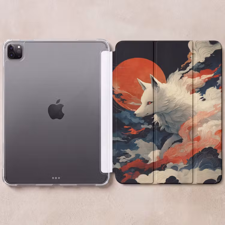 iPad-Hülle - Weißer Fuchs - Wolken - Mond — 6