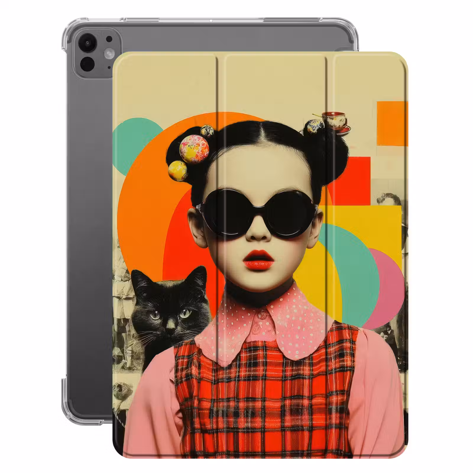 iPad-Hülle - Mädchen - Sonnenbrille - Katze - Retro — 1