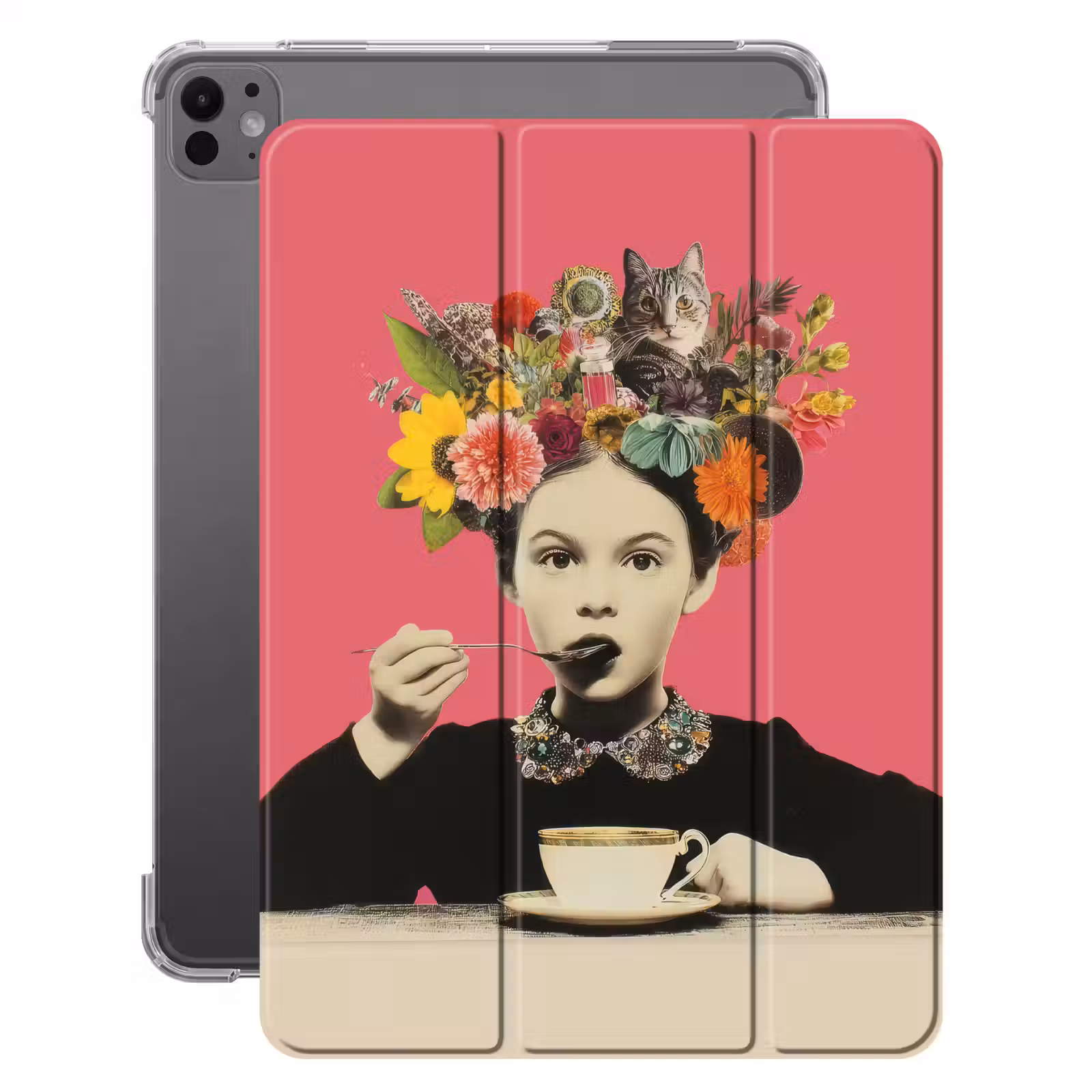 iPad-Hülle - Mädchen - Tasse - Blumen - Rosa — 1