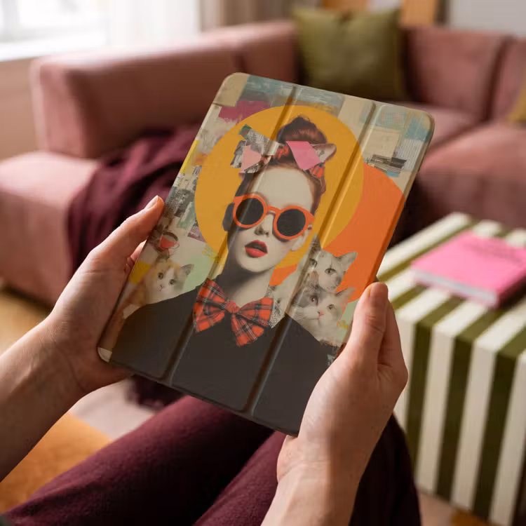 iPad-Hülle - Frau - Brille - Fliege - Retro — 4