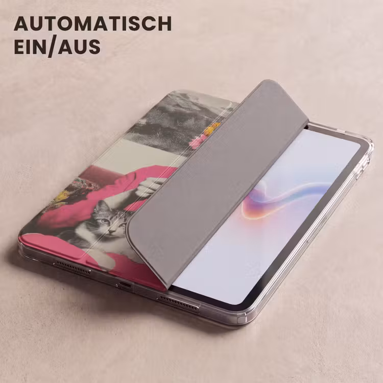iPad-Hülle - Frau - Katze - Blumen - Tasse - Retro — 5