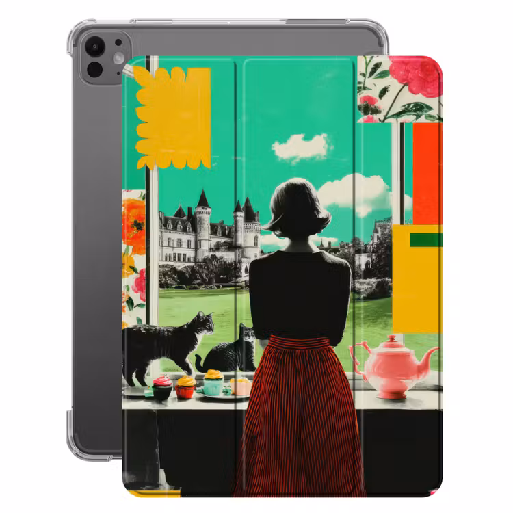 iPad-Hülle - Frau - Küche - Katzen - Durchsichtig — 1