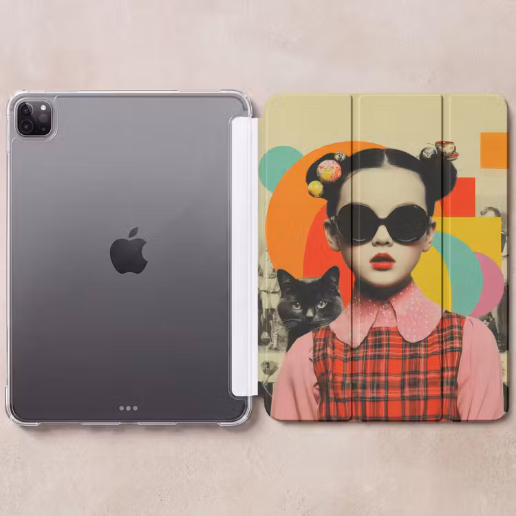 iPad-Hülle - Mädchen - Sonnenbrille - Katze - Retro — 6