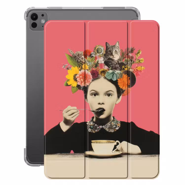 iPad-Hülle - Mädchen - Tasse - Blumen - Rosa — 1