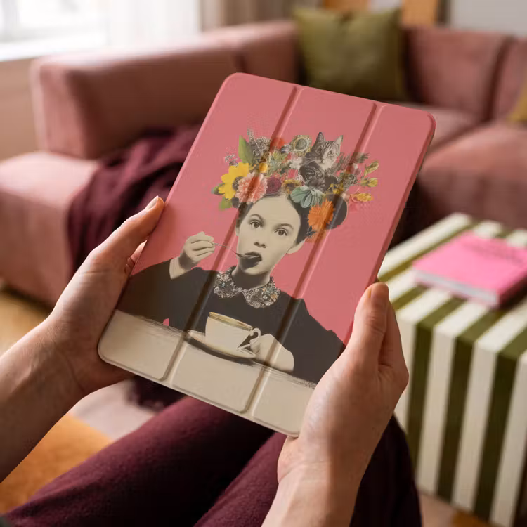 iPad-Hülle - Mädchen - Tasse - Blumen - Rosa — 4