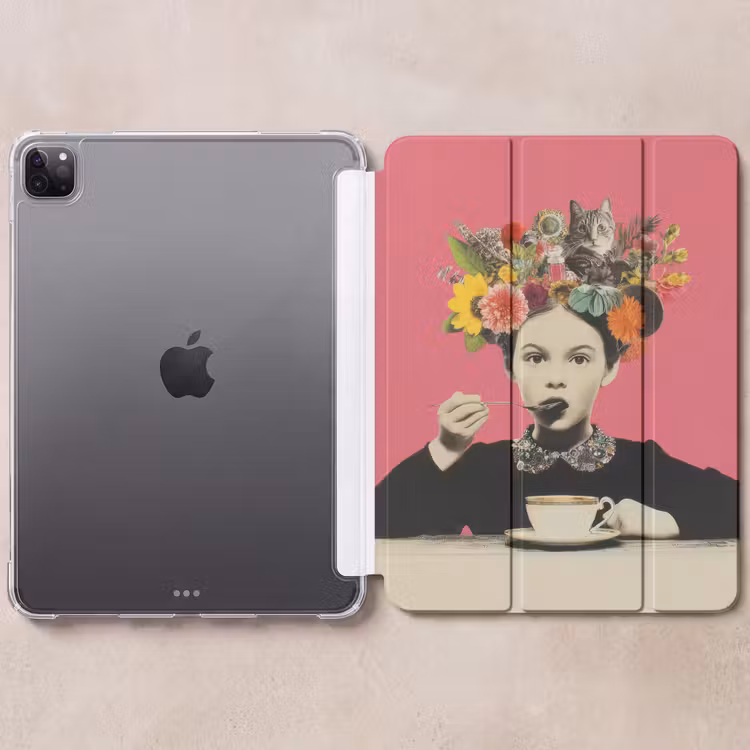 iPad-Hülle - Mädchen - Tasse - Blumen - Rosa — 6