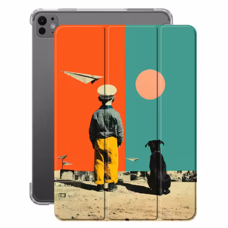 iPad-Hülle - Retro - Junge - Hund - Rot - Grün — 1