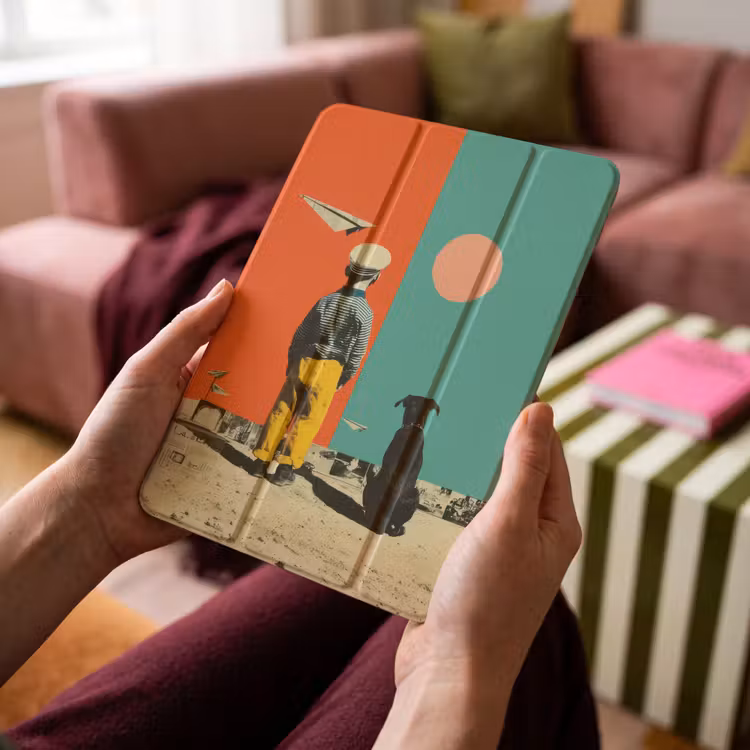 iPad-Hülle - Retro - Junge - Hund - Rot - Grün — 4