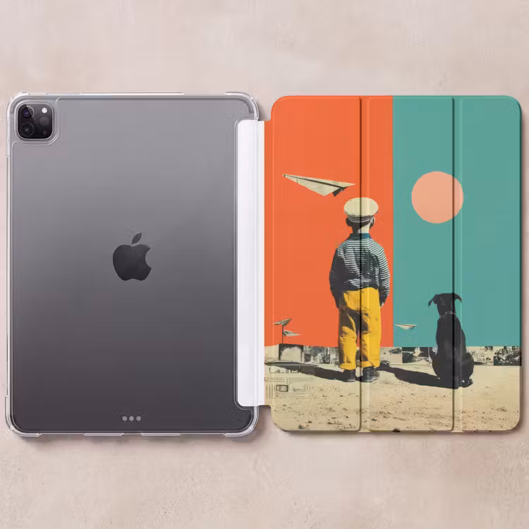 iPad-Hülle - Retro - Junge - Hund - Rot - Grün — 6