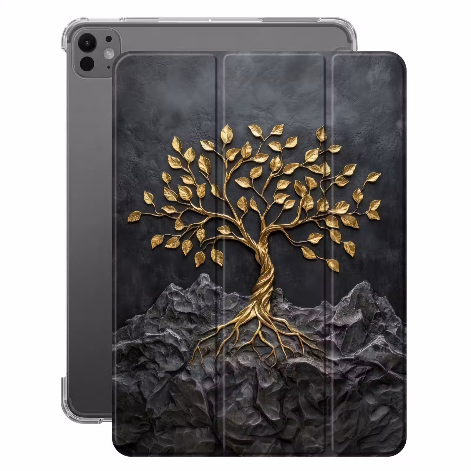 iPad-Hülle - Blätter - Gold - Baum - Fels — 1