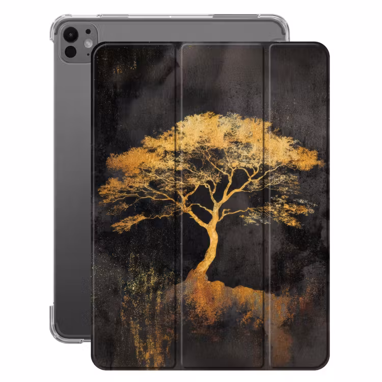 iPad-Hülle - Baum - Gemälde - Gold - Abstrakt — 1