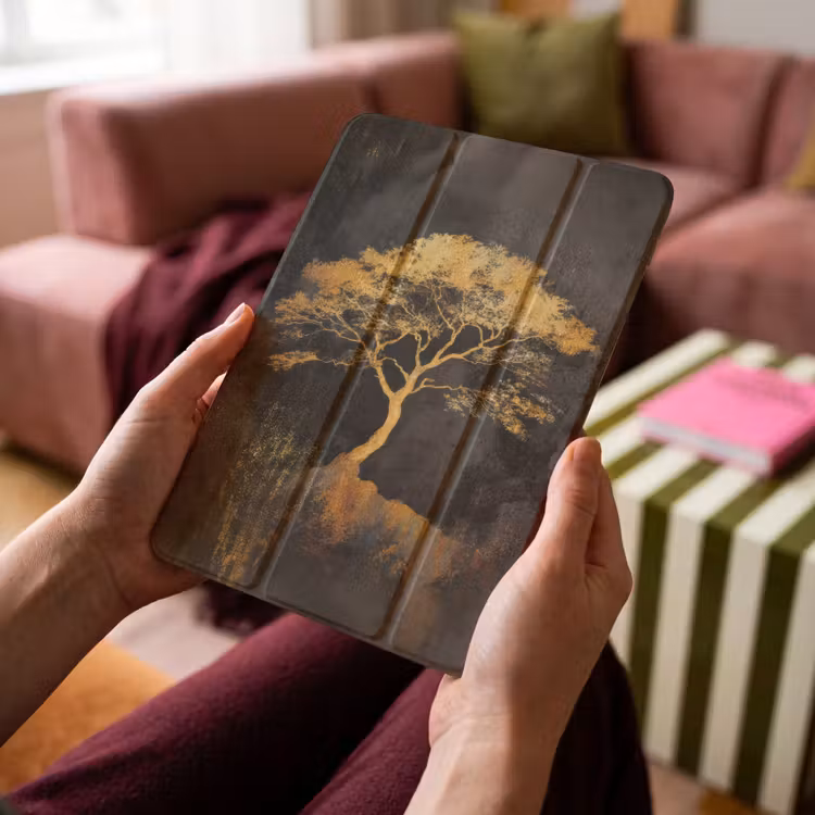 iPad-Hülle - Baum - Gemälde - Gold - Abstrakt — 4