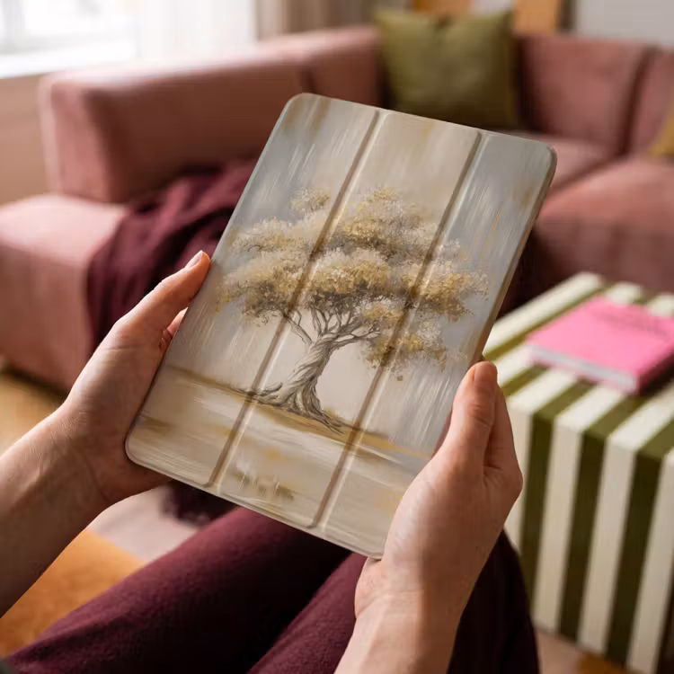 iPad-Hülle - Baum - Blätter - Abstrakt - Weiß — 4