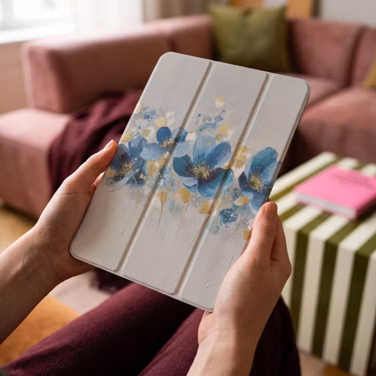 iPad-Hülle - Blumen - Blau - Abstrakt — 4