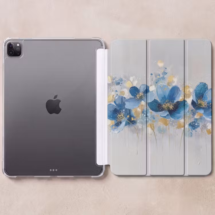 iPad-Hülle - Blumen - Blau - Abstrakt — 6