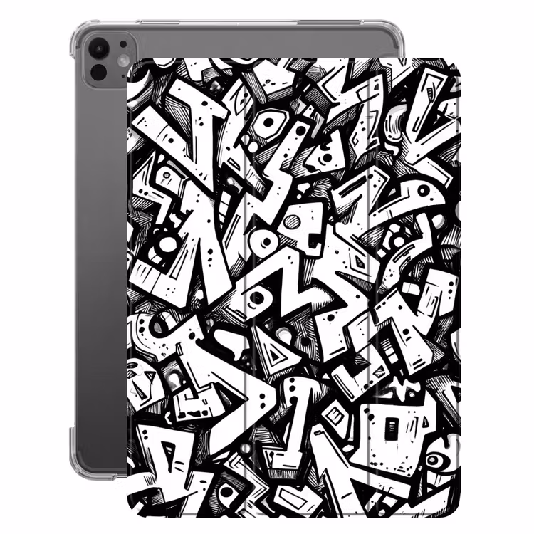 iPad-Hülle - Formen - Buchstaben - Graffiti - Schwarz — 1