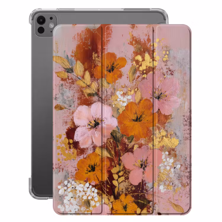 iPad-Hülle - Malerei - Blumen - Rustikal - Rosa — 1