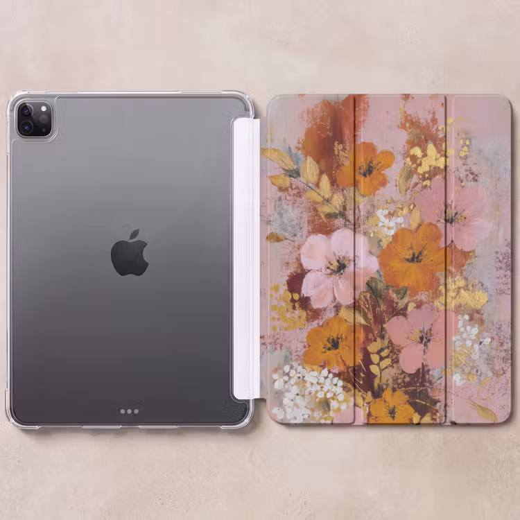 iPad-Hülle - Malerei - Blumen - Rustikal - Rosa — 6