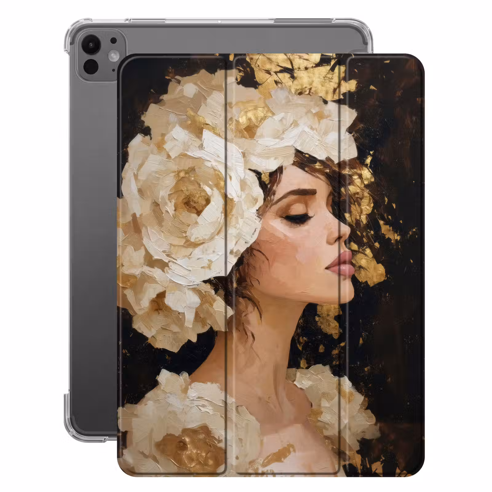iPad-Hülle - Abstrakt - Frau - Blumen - Weiß — 1