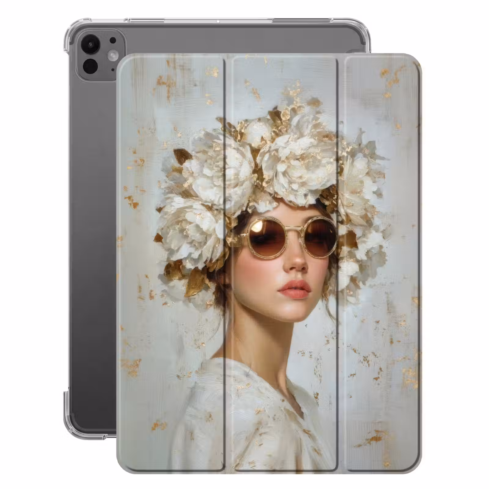 iPad-Hülle - Gemälde - Frau - Sonnenbrille - Blumenkranz — 1