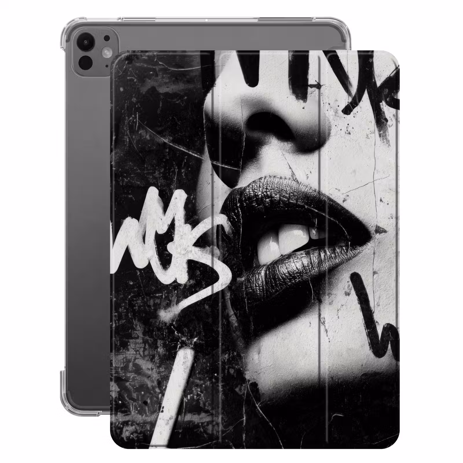 iPad-Hülle - Gesicht - Mund - Graffiti - Schwarz — 1