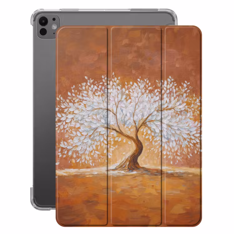 iPad-Hülle - Abstrakt - Baum - Weiß - Blätter — 1